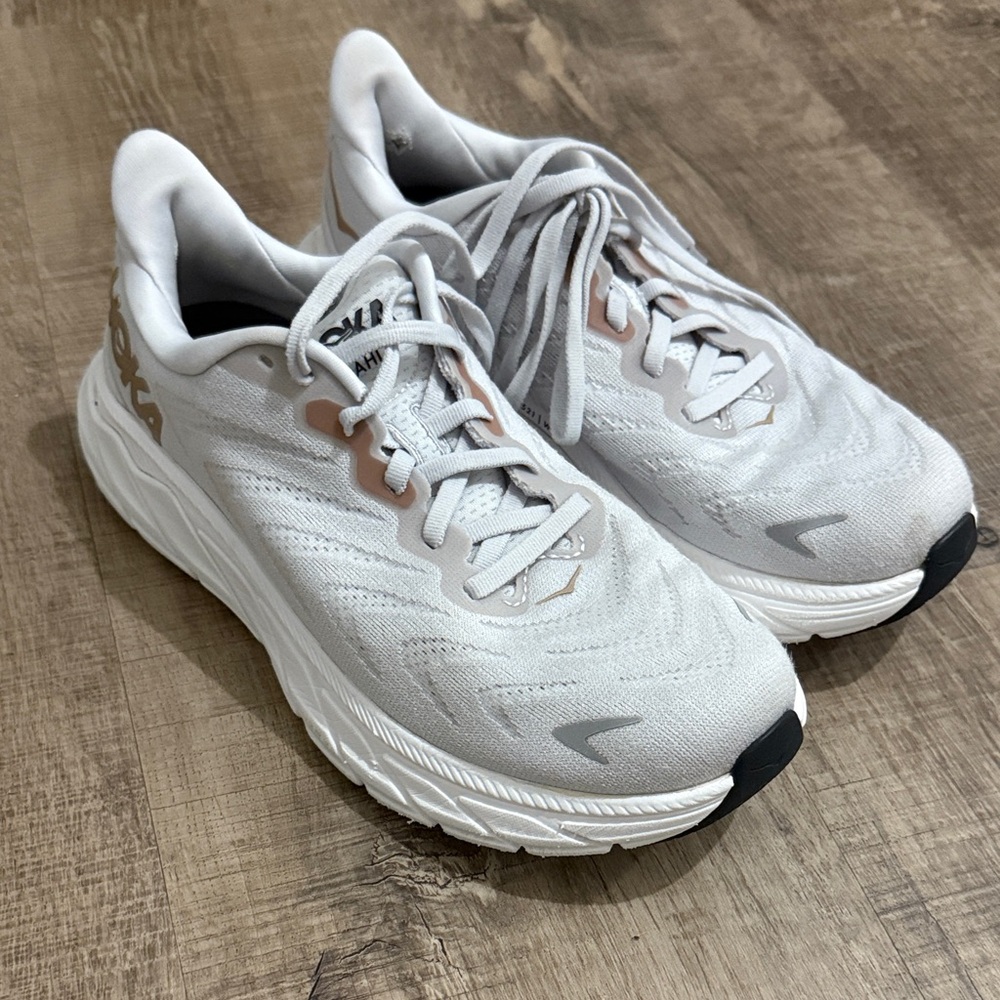 Hoka Women's Gray and Rose Gold Athletic Shoes